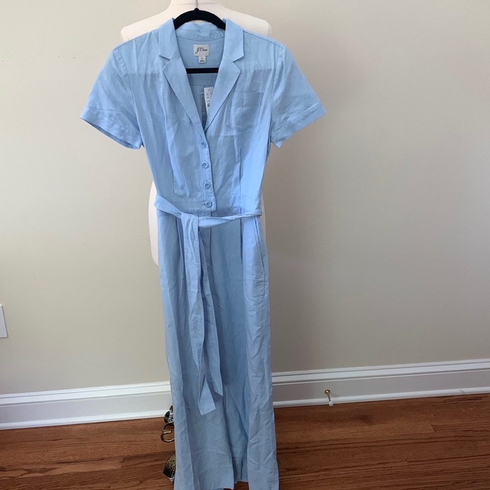JCrew wide leg belted linen blend jumpsuit size 4 NWT
